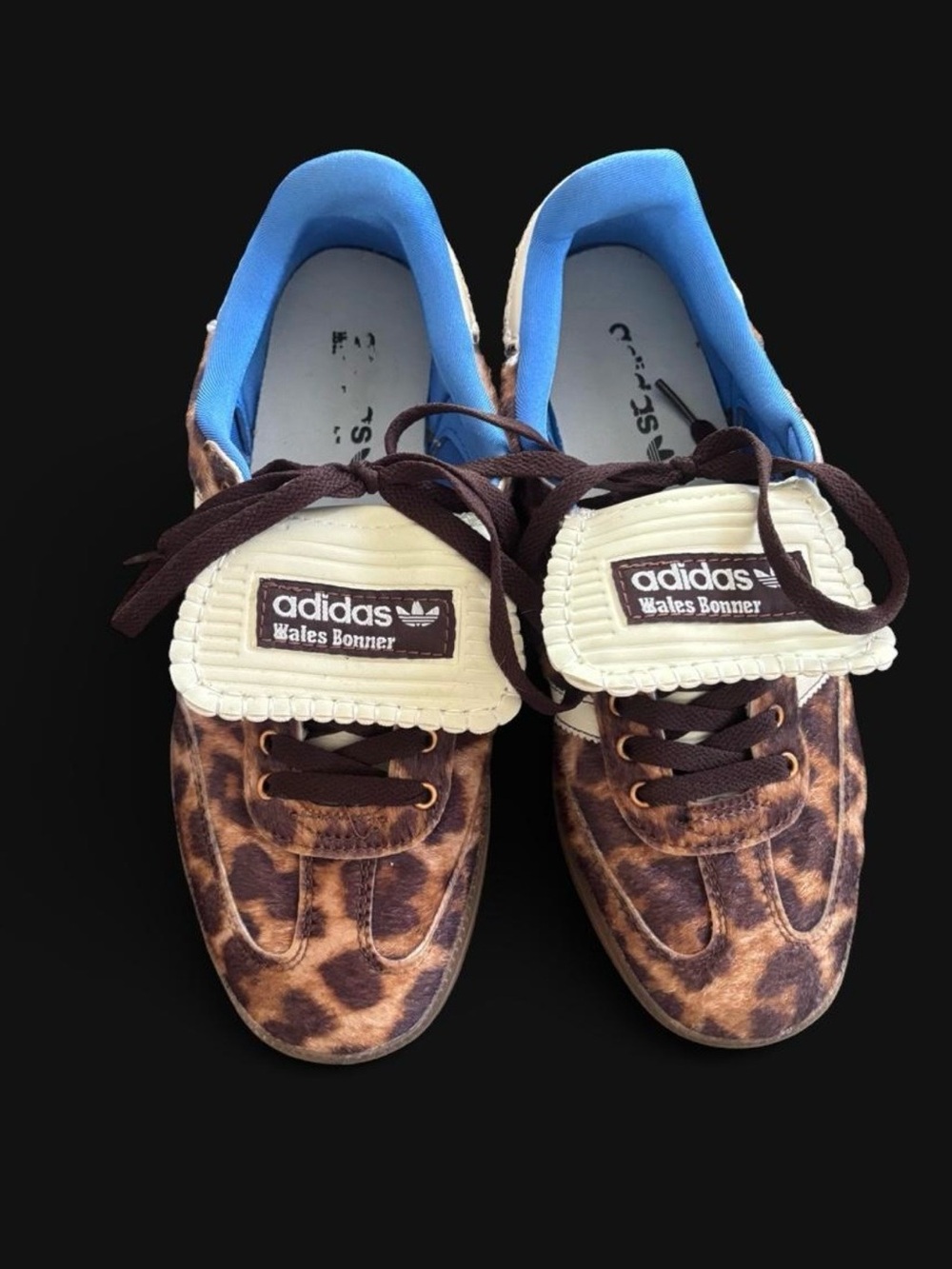 Wales Bonner Leopard-Print Sneakers with Blue Lining